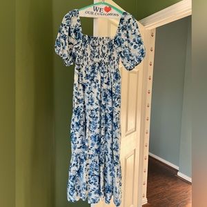 abercrombie smocked bodice poplin midi dress